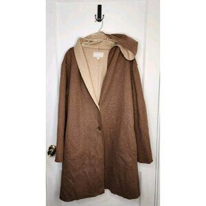 Size 3X Woman Within Wool Blend Two Tone Coat Brown / Beige